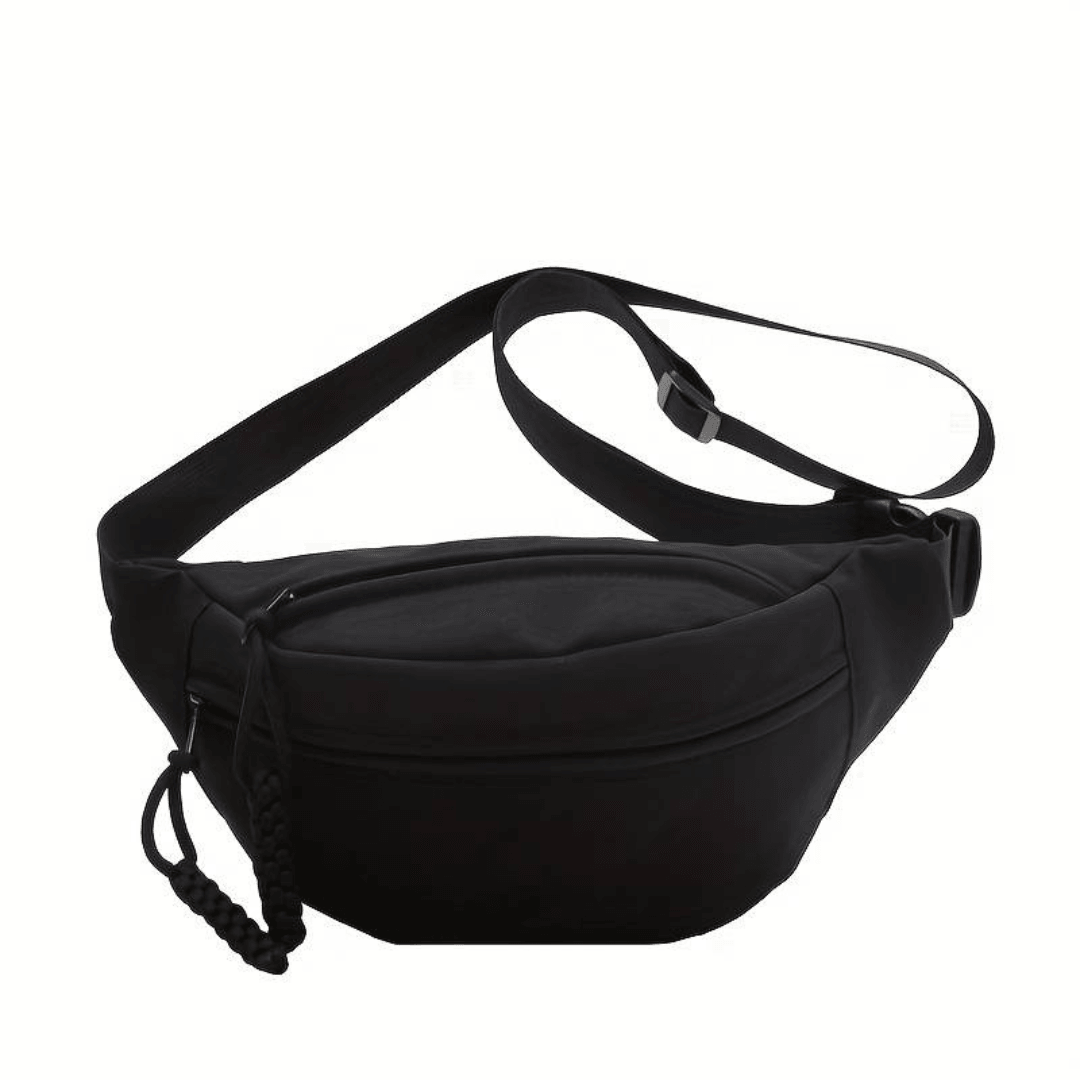 Große Bauchtasche in Schwarz mit drei Fächern - FestivalStuff