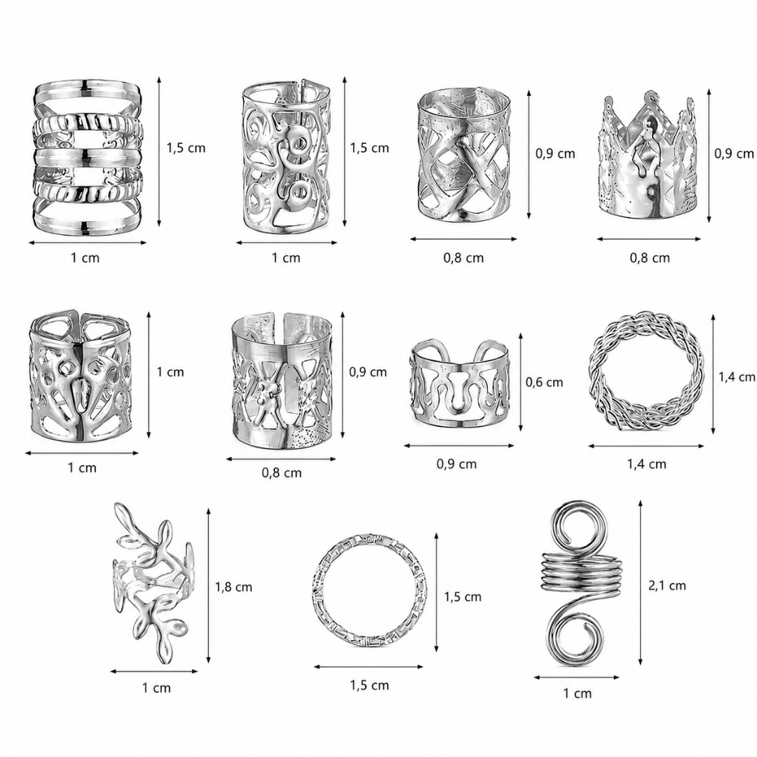 Haarringe Glam 280 teilig Silber