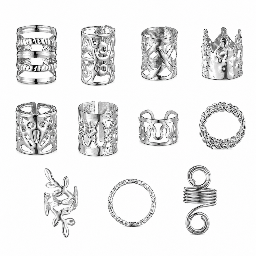 Haarringe Glam 280 teilig Silber