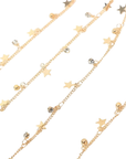 Haarschmuck Kette zum Einflechten Glitter Sterne Gold