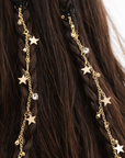 Haarschmuck Kette zum Einflechten Glitter Sterne Gold