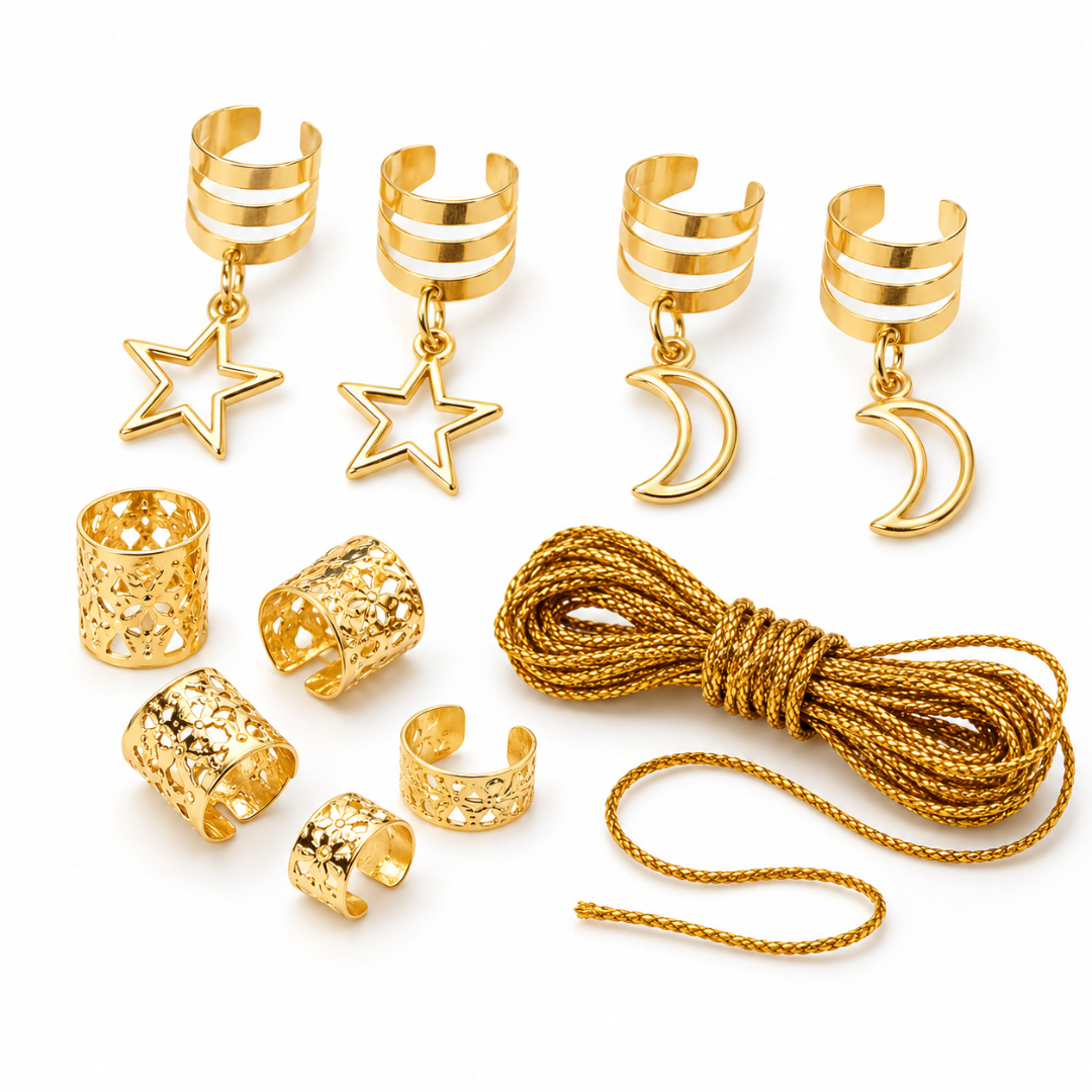 Haarschmuck Set Sterne & Mond Gold