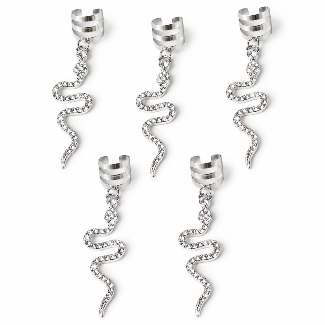 Hair Cuffs Schlange Silber 5 Stück