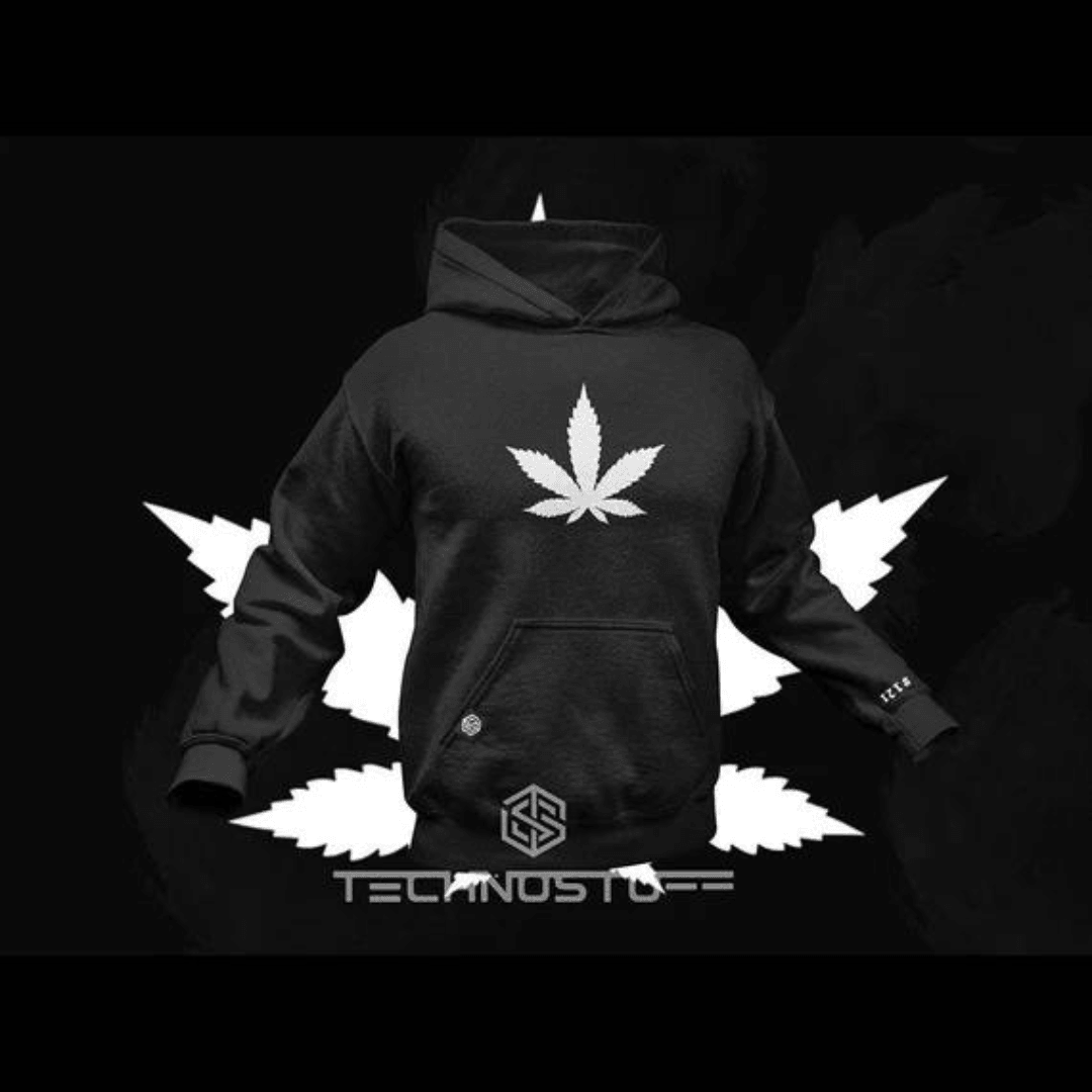 Hemp Leaf Premium Hoodie (schwarz) - FestivalStuff