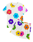 Herren Outfit bunte Blumen 2- teilig