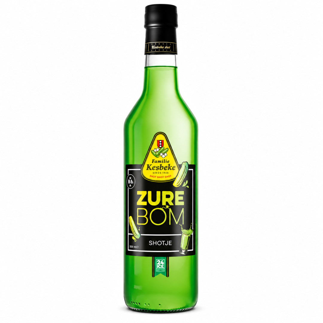 Kesbeke Zure Bom Shot 500 ml – Gurkenlikör 14,9 % Vol.