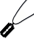 Rasierklingen Anhänger Charm mit Halskette - Länge ca. 34cm Kette Schwarz - FestivalStuff