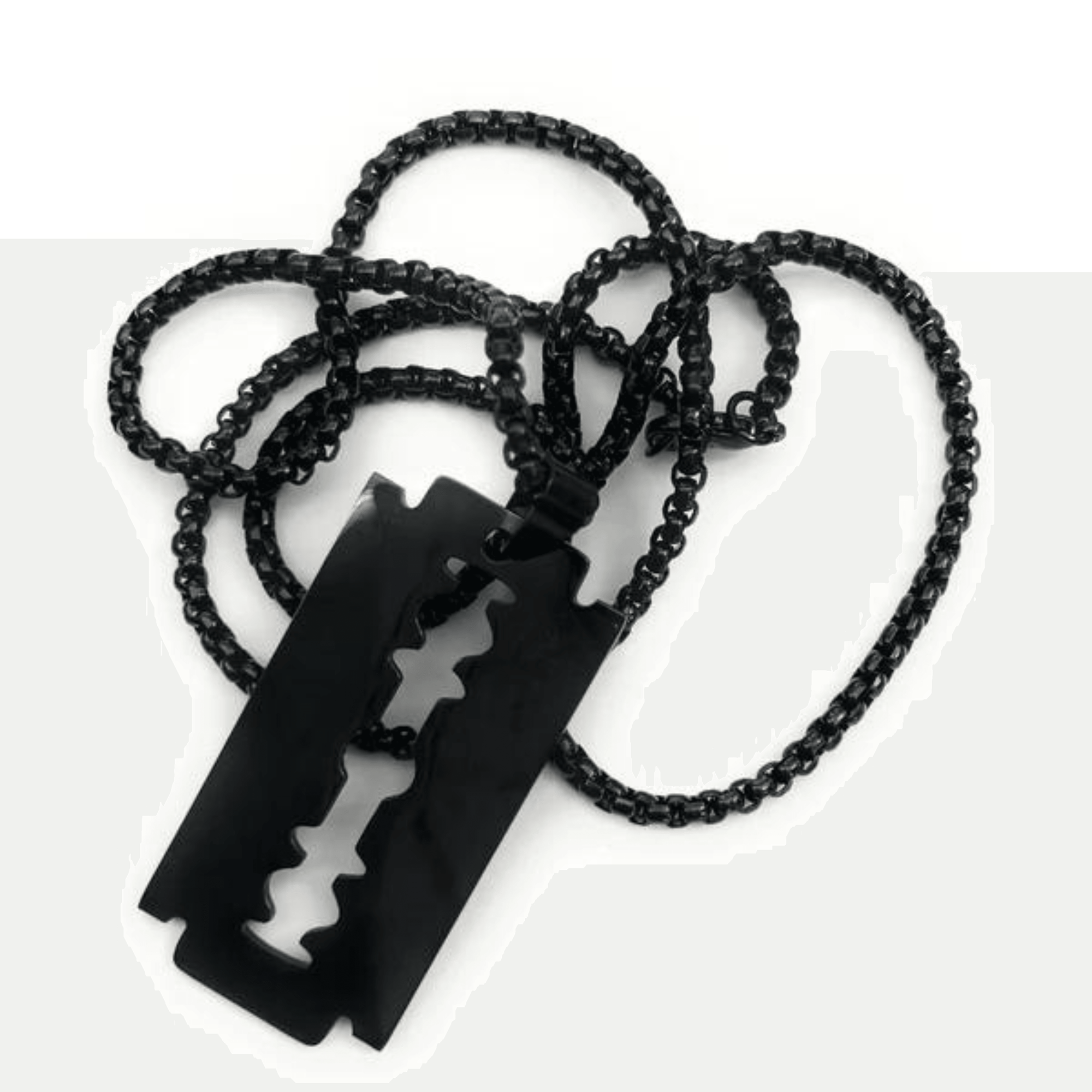 Rasierklingen Anhänger Charm mit Halskette - Länge ca. 34cm Kette Schwarz - FestivalStuff