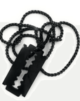 Rasierklingen Anhänger Charm mit Halskette - Länge ca. 34cm Kette Schwarz - FestivalStuff