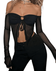 Off Shoulder Mesh Top - FestivalStuff