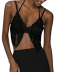 Strassbesetztes Neckholder-Crop- Top - FestivalStuff