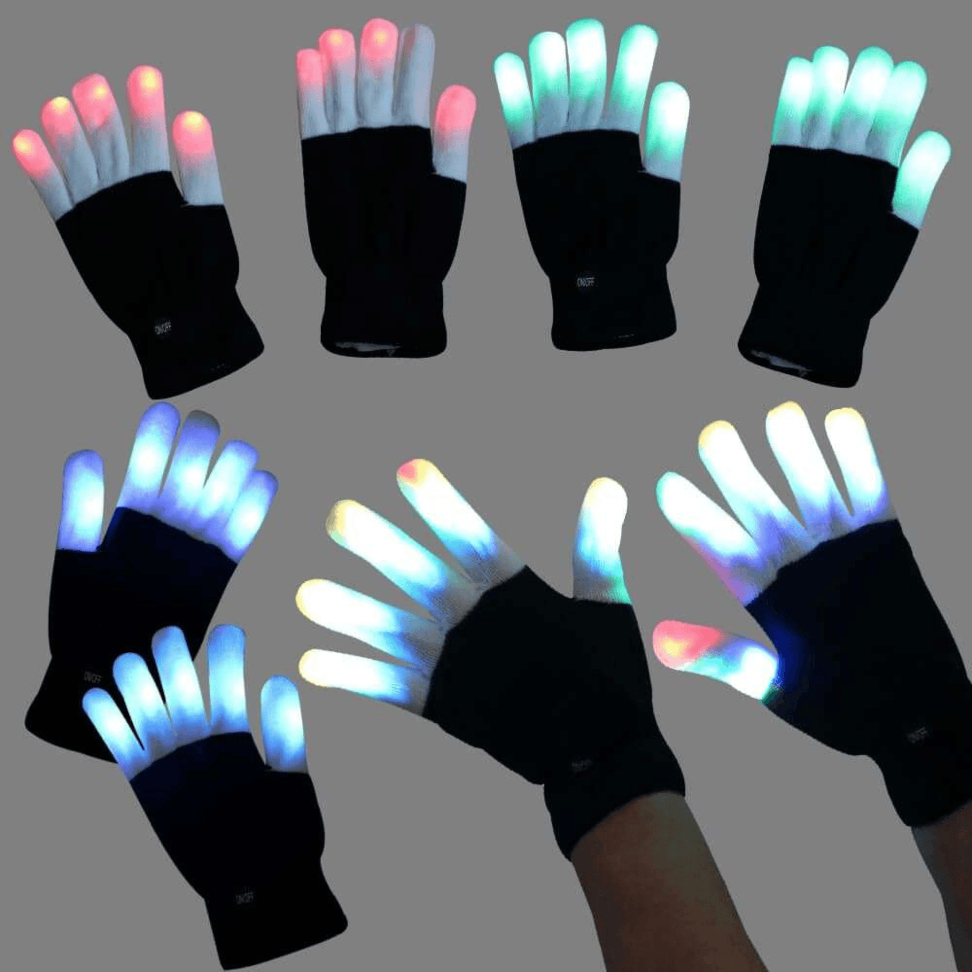 LED Handschuhe Schwarz / Weiß - paarweise - FestivalStuff