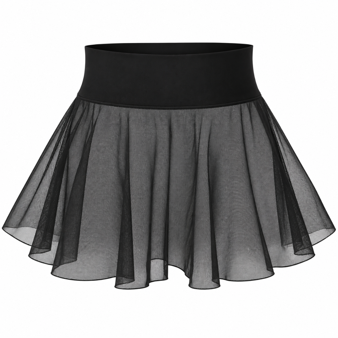 Mesh Minirock High Waist Schwarz