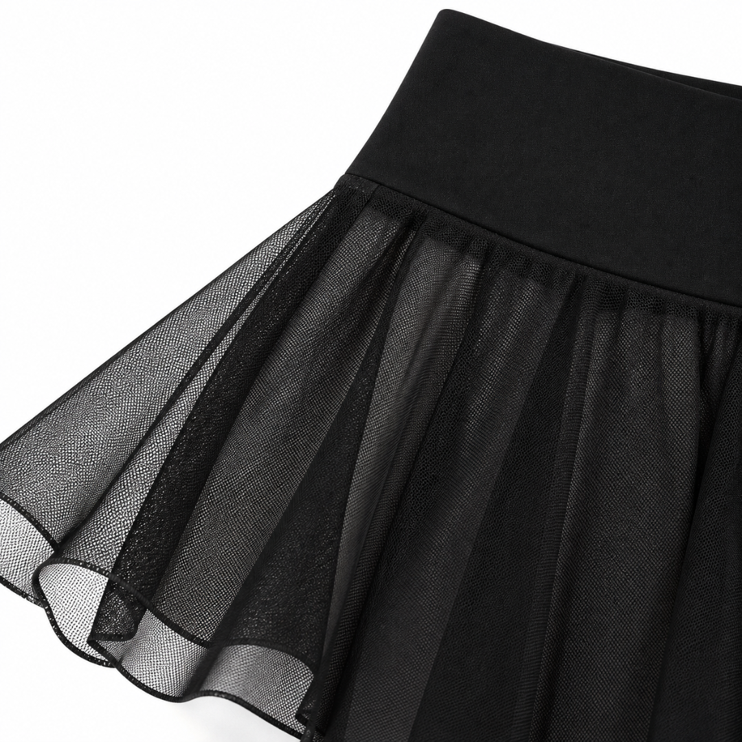 Mesh Minirock High Waist Schwarz