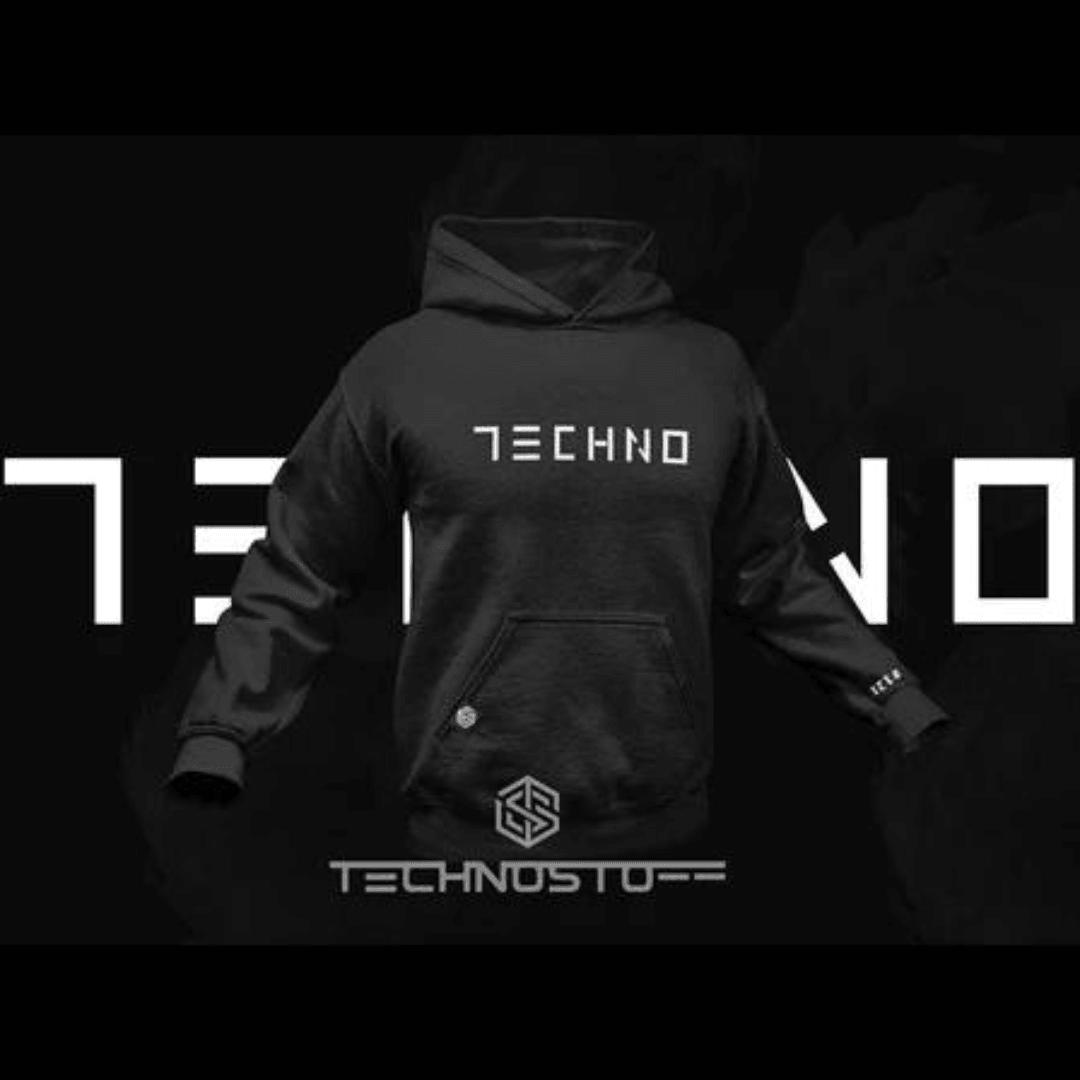 Minimalistic Techno Premium Hoodie (schwarz) - FestivalStuff