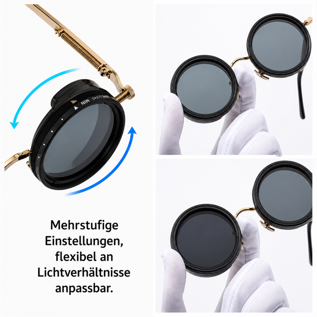 Steampunk ND Sonnenbrille Gold – Verstellbare Sonnenbrille UV400