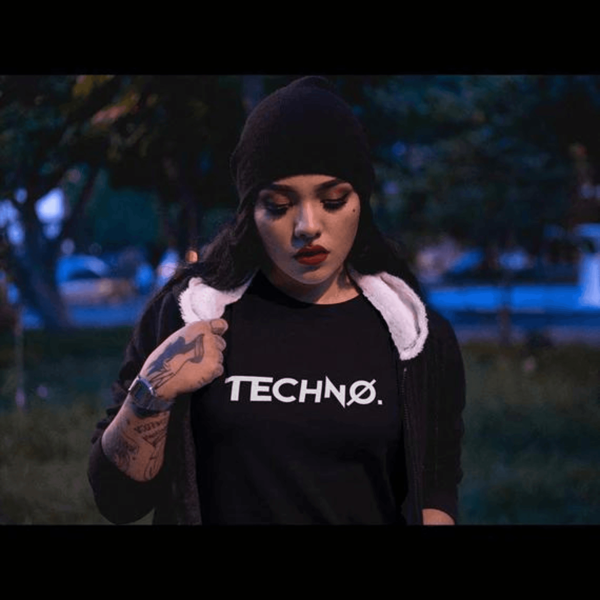 &#39;New Techno&#39; T-Shirt (schwarz / Frauen) - FestivalStuff