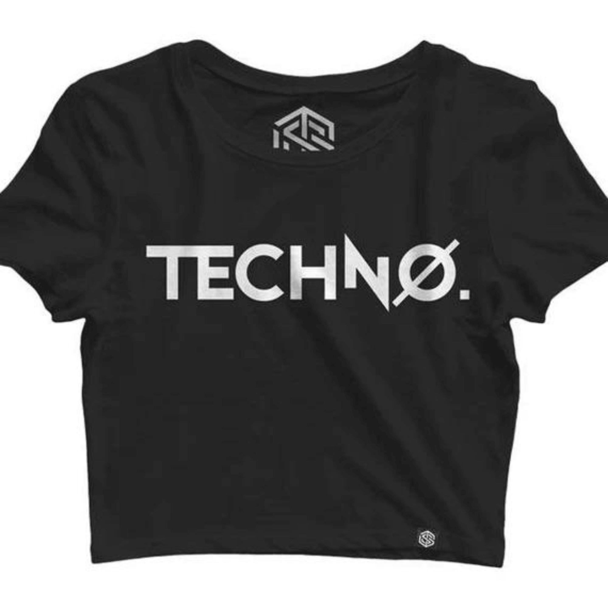 'New Techno' Crop Top (schwarz) - FestivalStuff