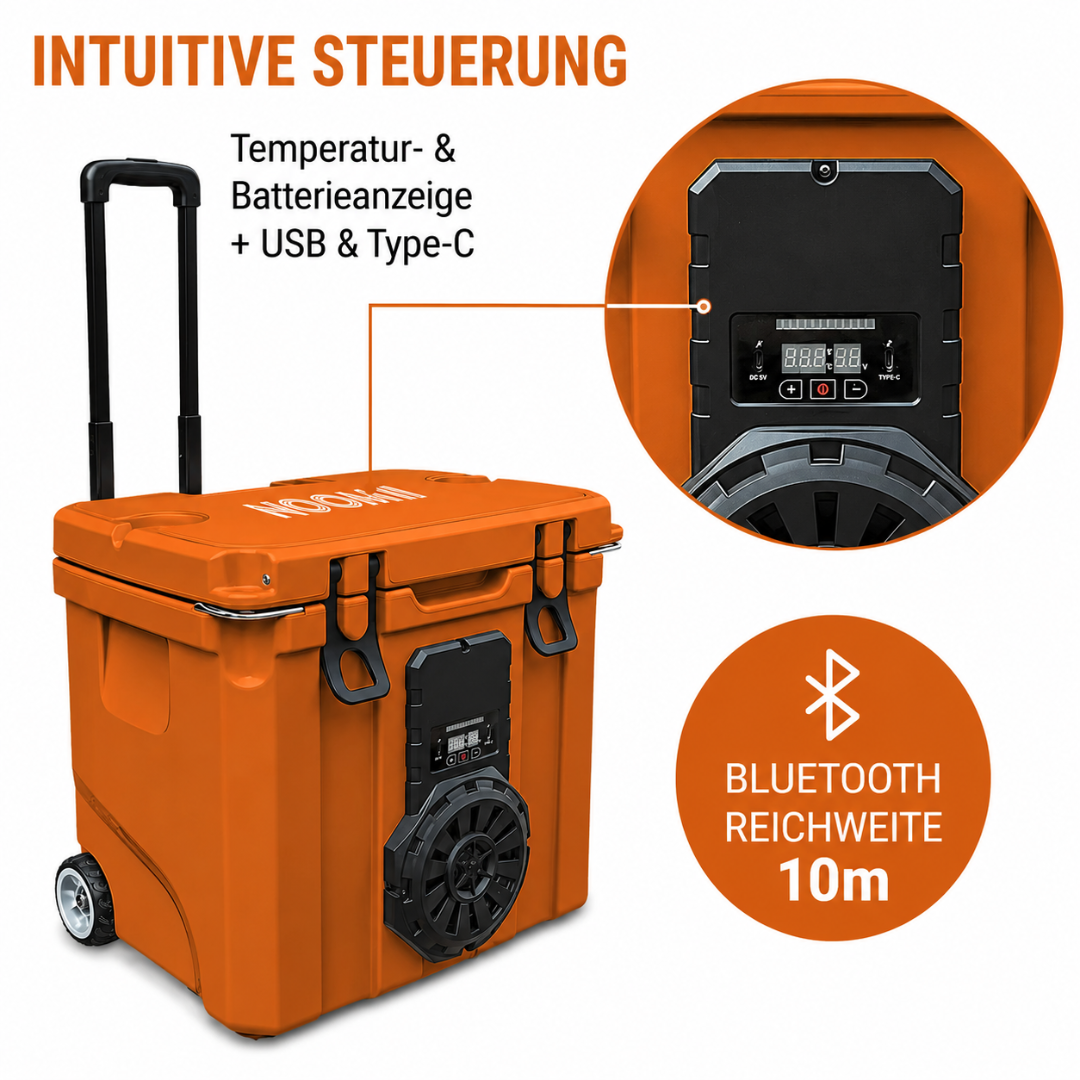NooMii BeatRoller 35 Orange Kühlbox mit Bluetooth-Lautsprecher