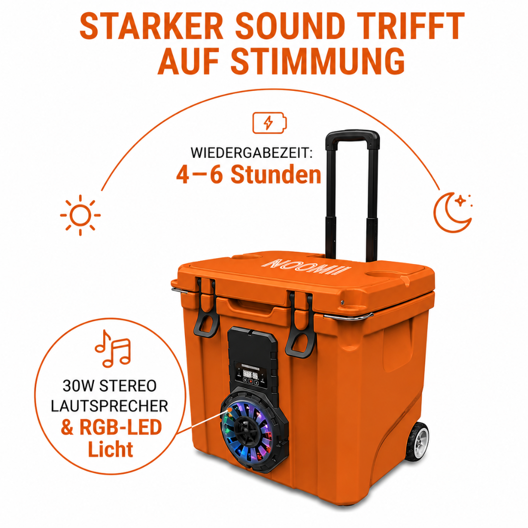 NooMii BeatRoller 35 Orange Kühlbox mit Bluetooth-Lautsprecher