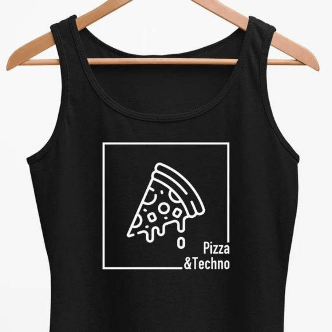 Pizza &amp; Techno Tank Top (schwarz) - FestivalStuff