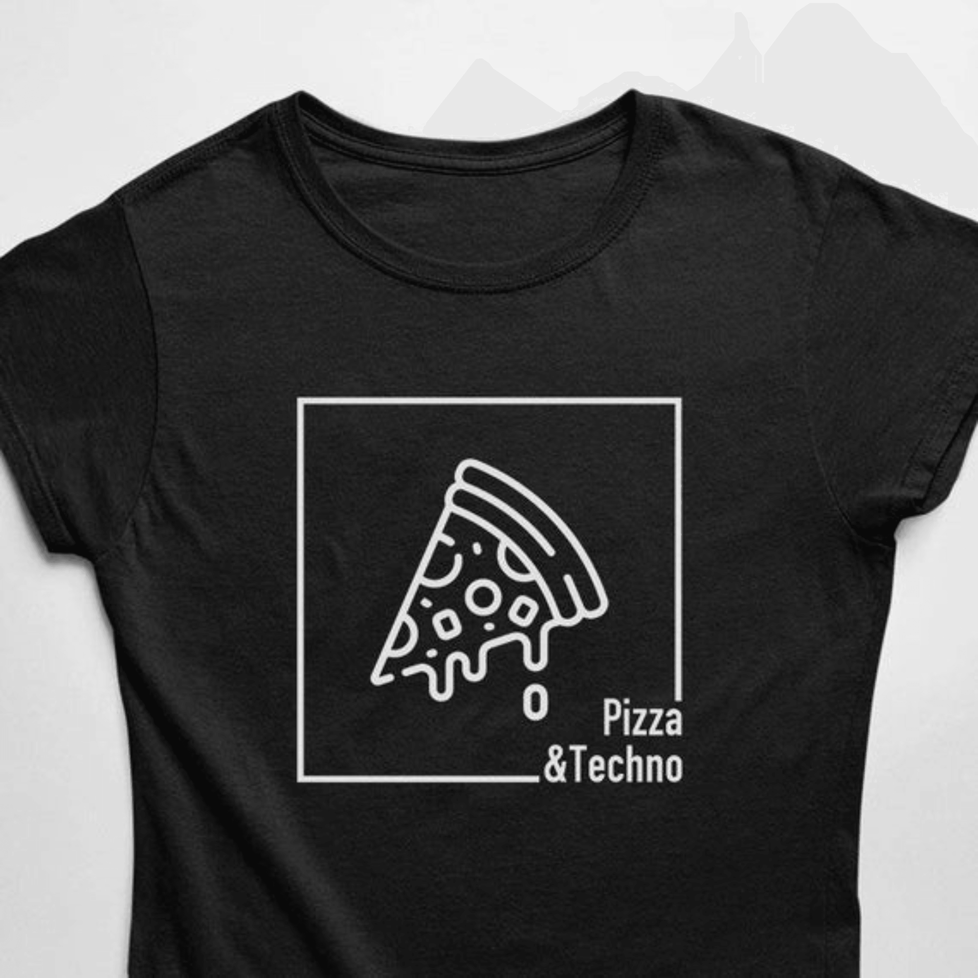 Pizza &amp; Techno T-Shirt (schwarz oder weiß / Frauen) - FestivalStuff