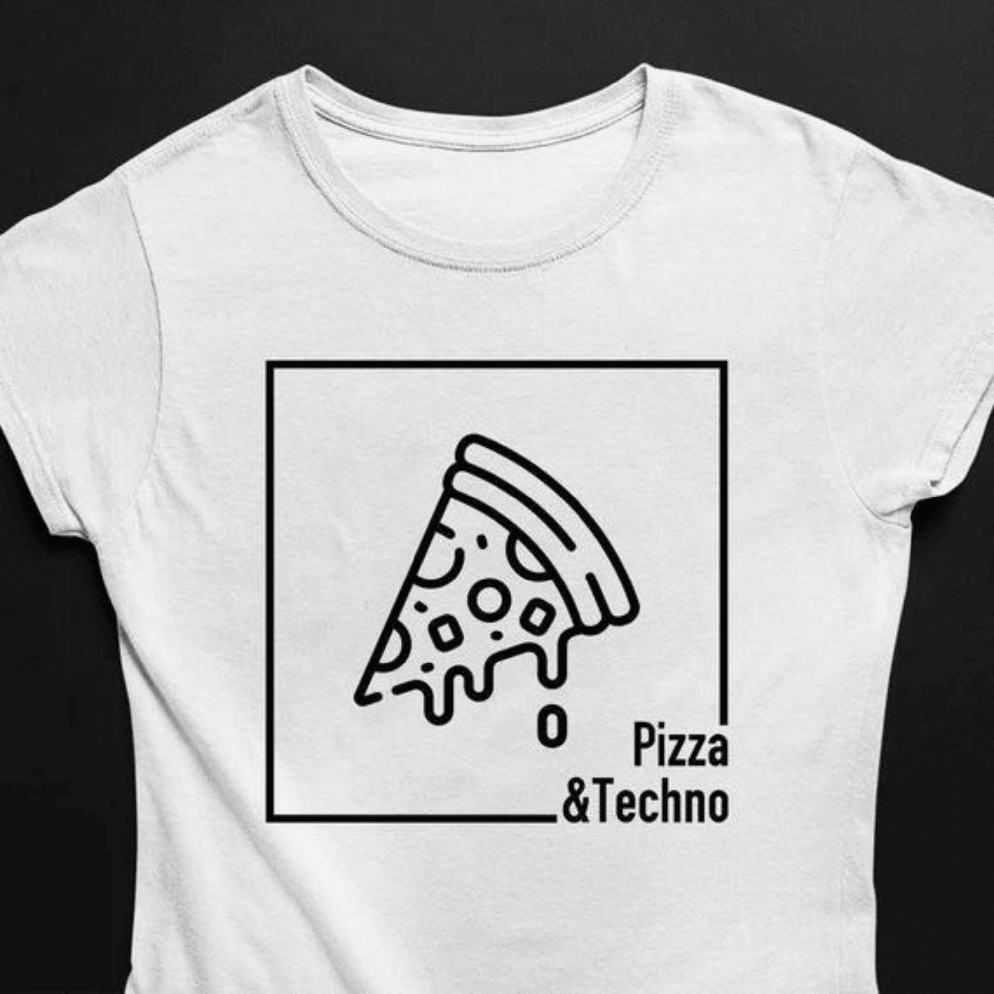 Pizza & Techno T-Shirt (schwarz oder weiß / Frauen) - FestivalStuff