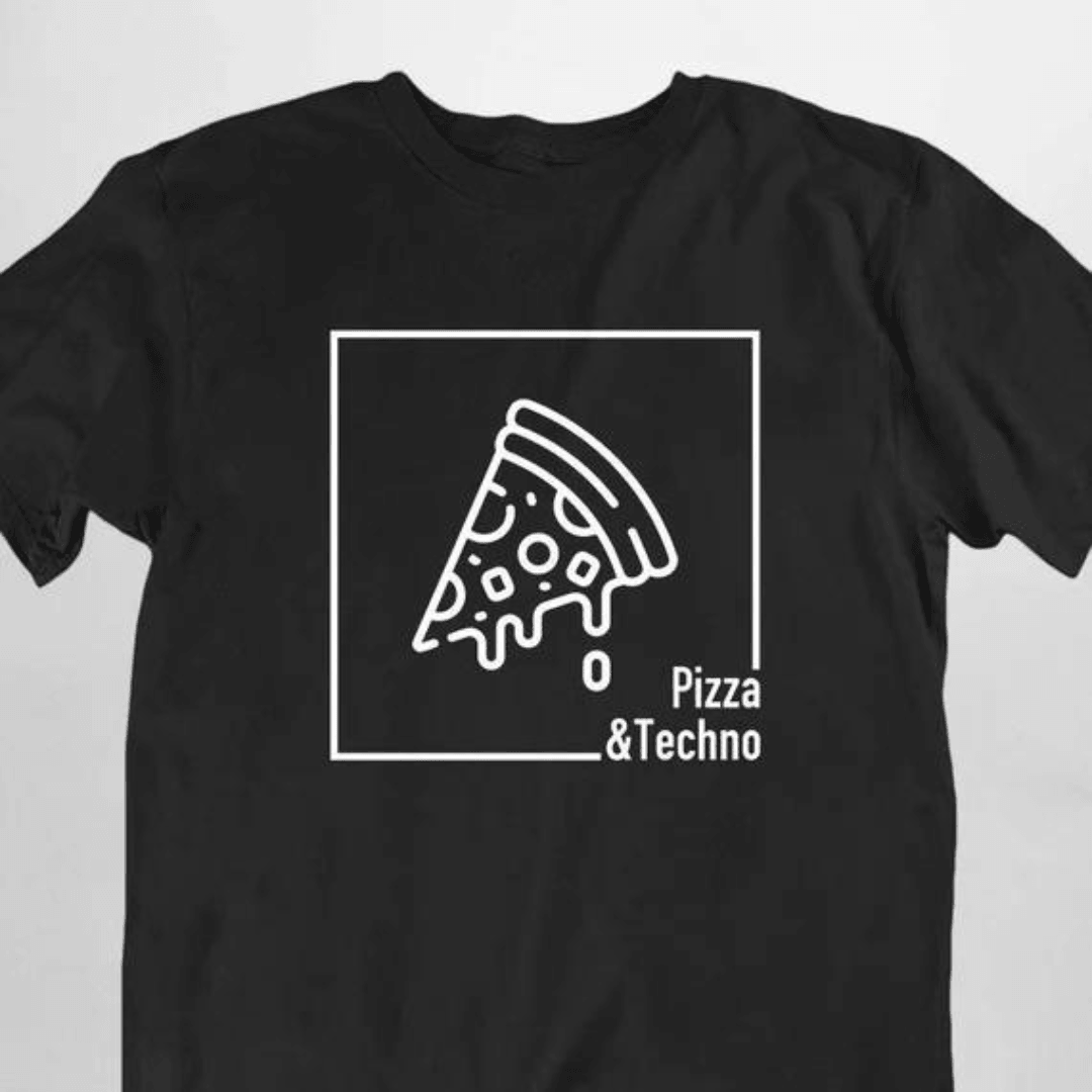 Pizza & Techno T-Shirt (schwarz oder weiß / unisex) - FestivalStuff