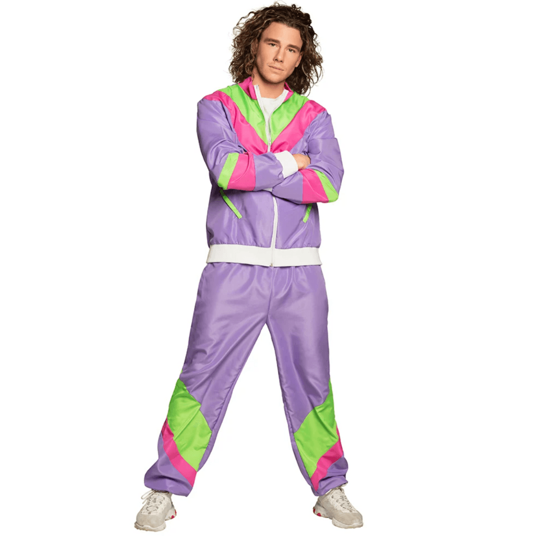 Retro Jogginganzug violett-rosa-grün