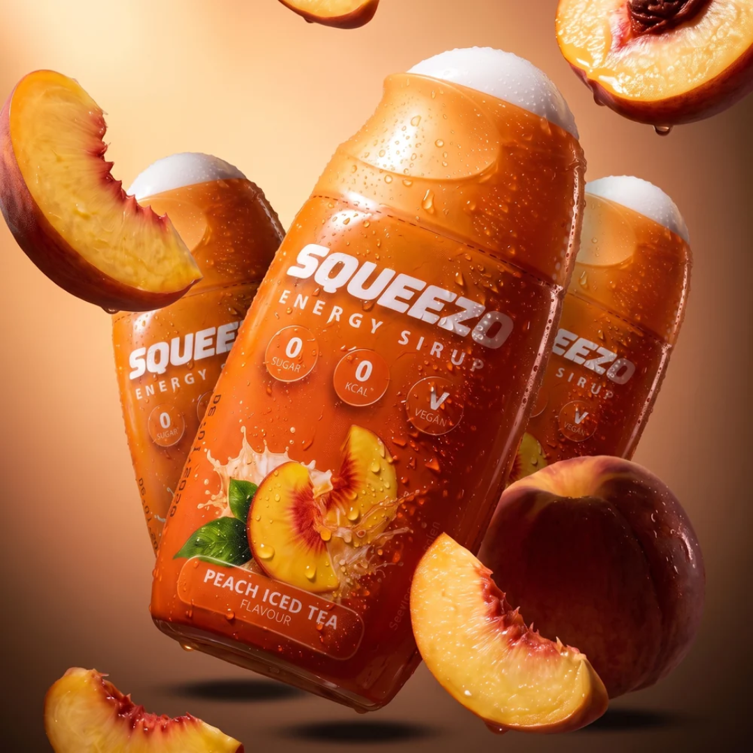 SQUEEZO Peach Iced Tea Energy Sirup