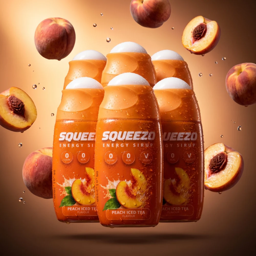 SQUEEZO Peach Iced Tea Energy Sirup