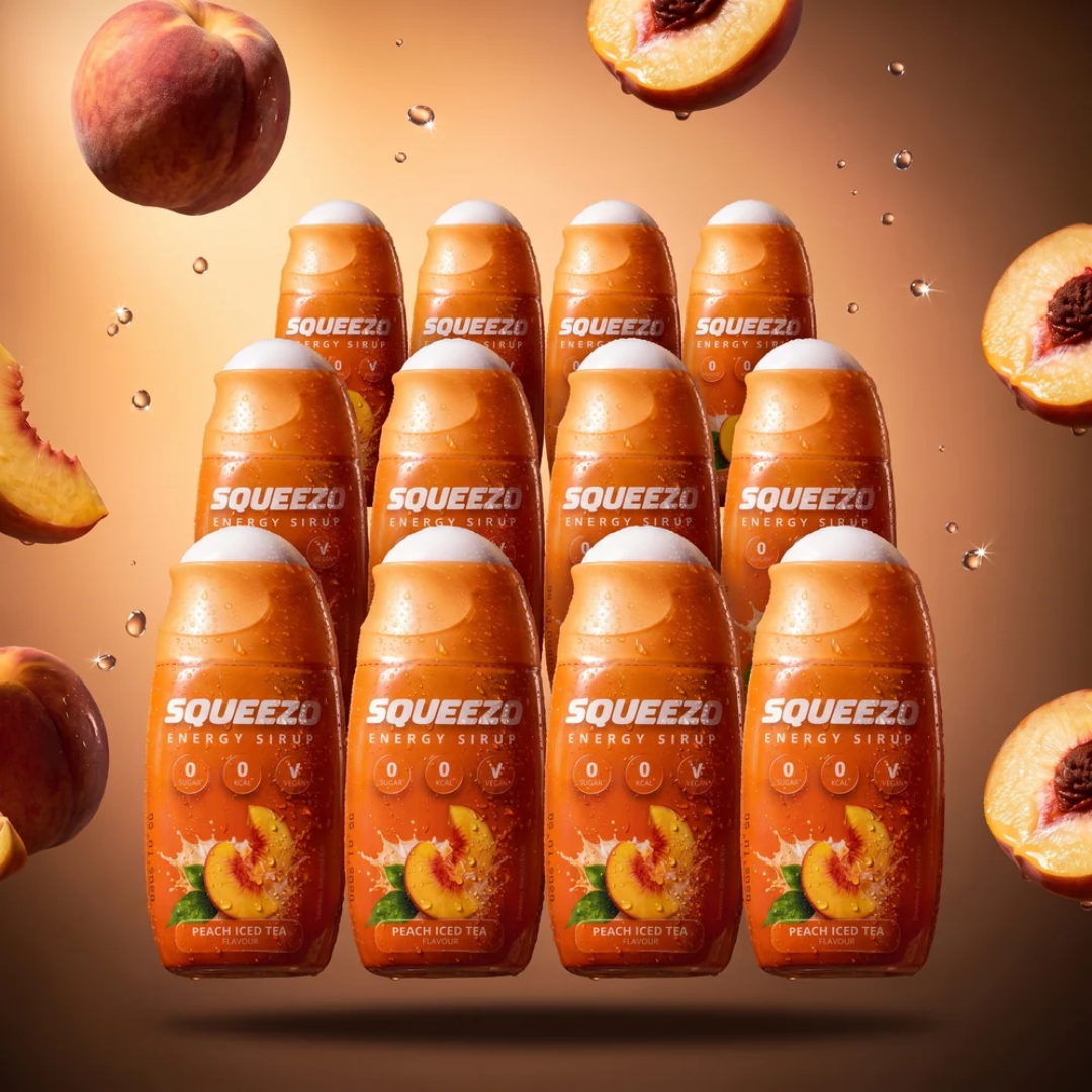 SQUEEZO Peach Iced Tea Energy Sirup