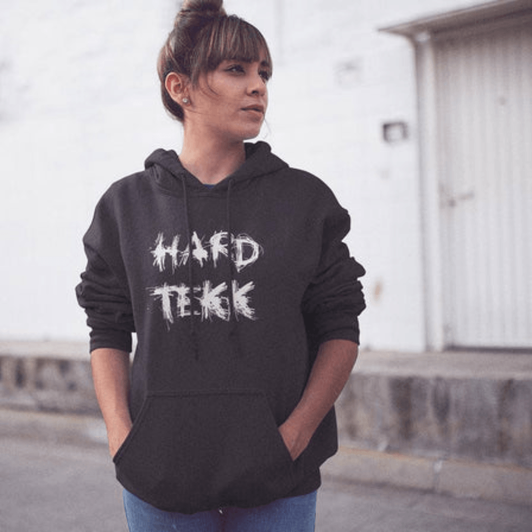 Scratched Hardtekk Premium Hoodie (schwarz) - FestivalStuff