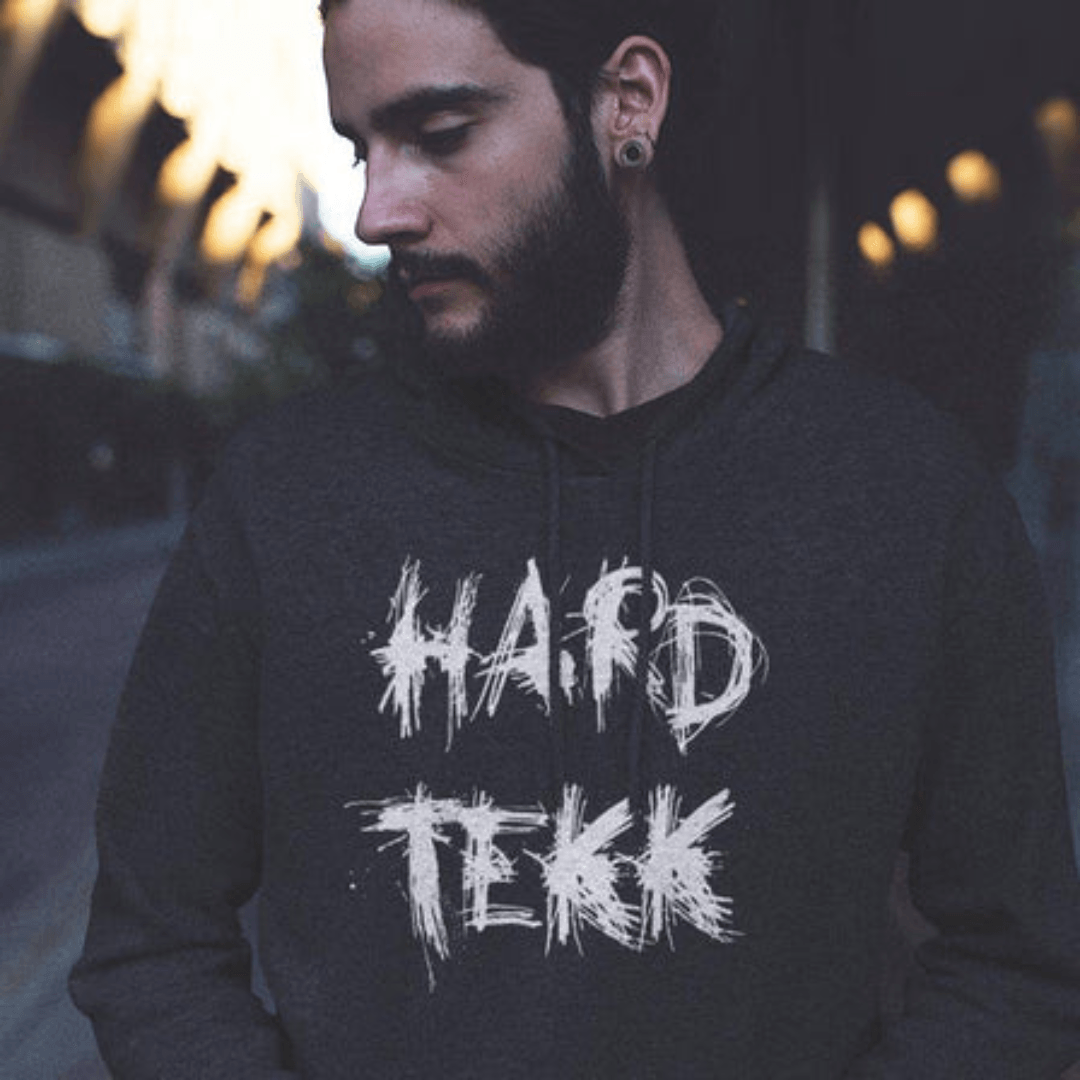 Scratched Hardtekk Premium Hoodie (schwarz) - FestivalStuff