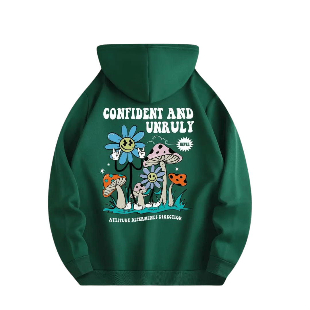 Hoodie &quot;Selbstbewusster &amp; Ungestümer Bunter Pilz&quot; - FestivalStuff