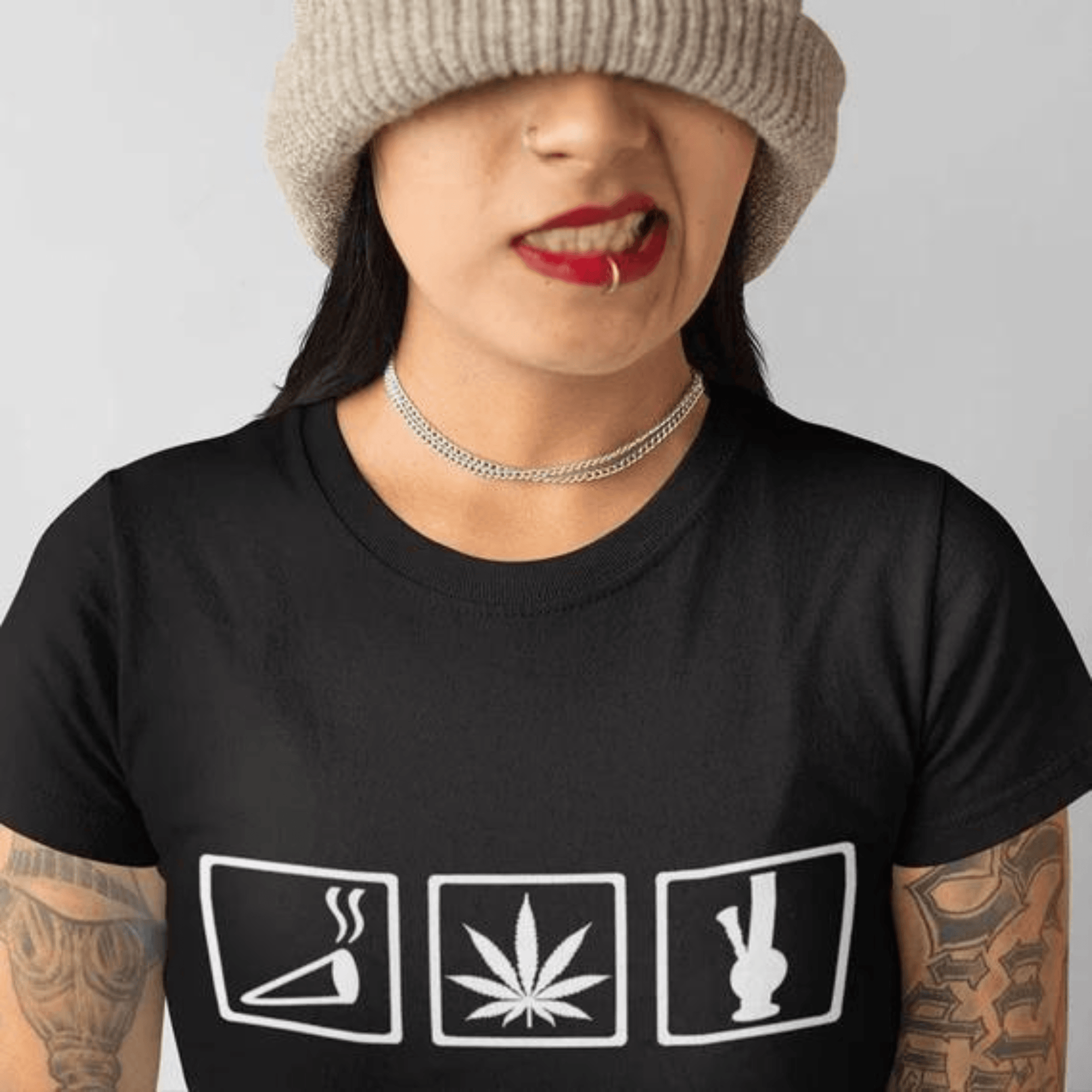 Smoke All Day T-Shirt (schwarz oder weiß / Frauen) - FestivalStuff