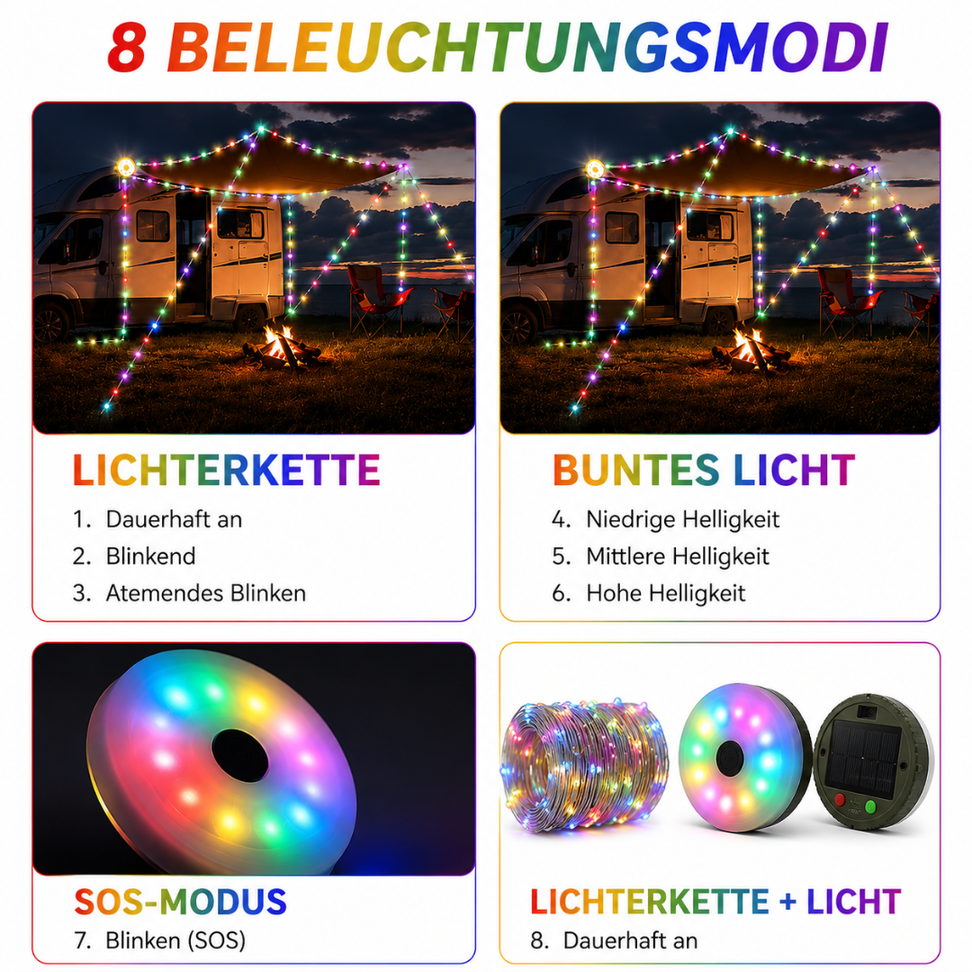 Solar Camping-Lichterkette 10 m Mehrfarbig