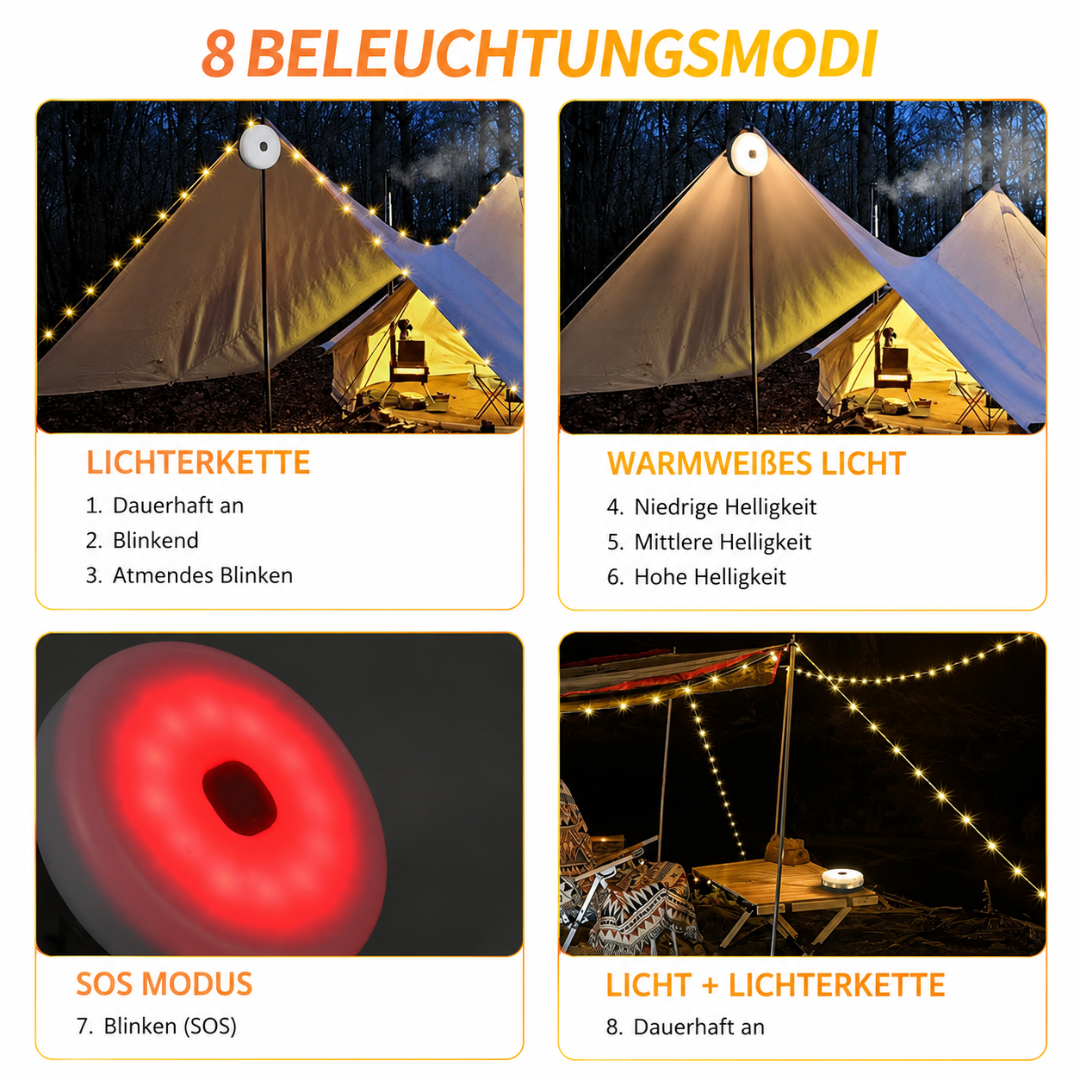 Solar Camping-Lichterkette 10 m Warmweiß