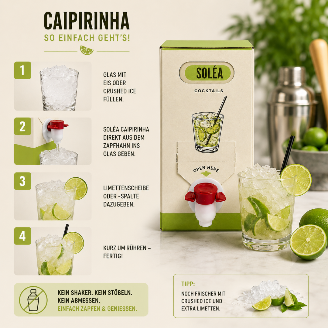 Soléa Caipirinha 1,5 l – Cocktail & Shot mit Zapfhahn