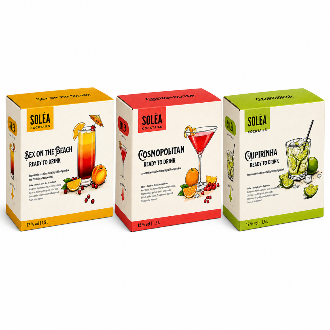 Soléa Cocktail Set 3 x 1,5 l – 3 Sorten mit Zapfhahn
