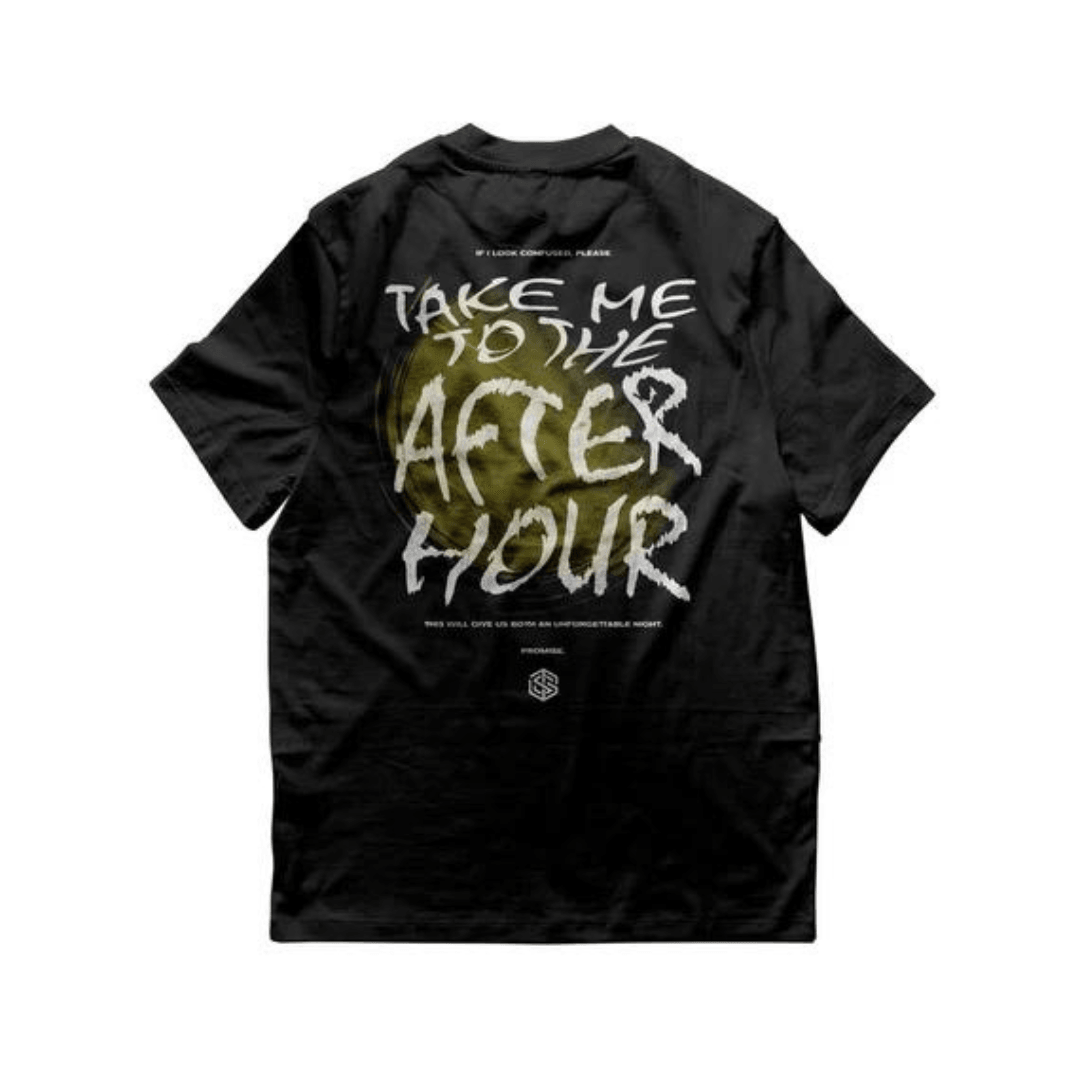 Take Me To The Afterhour T-Shirt (oversized, unisex, black) - FestivalStuff