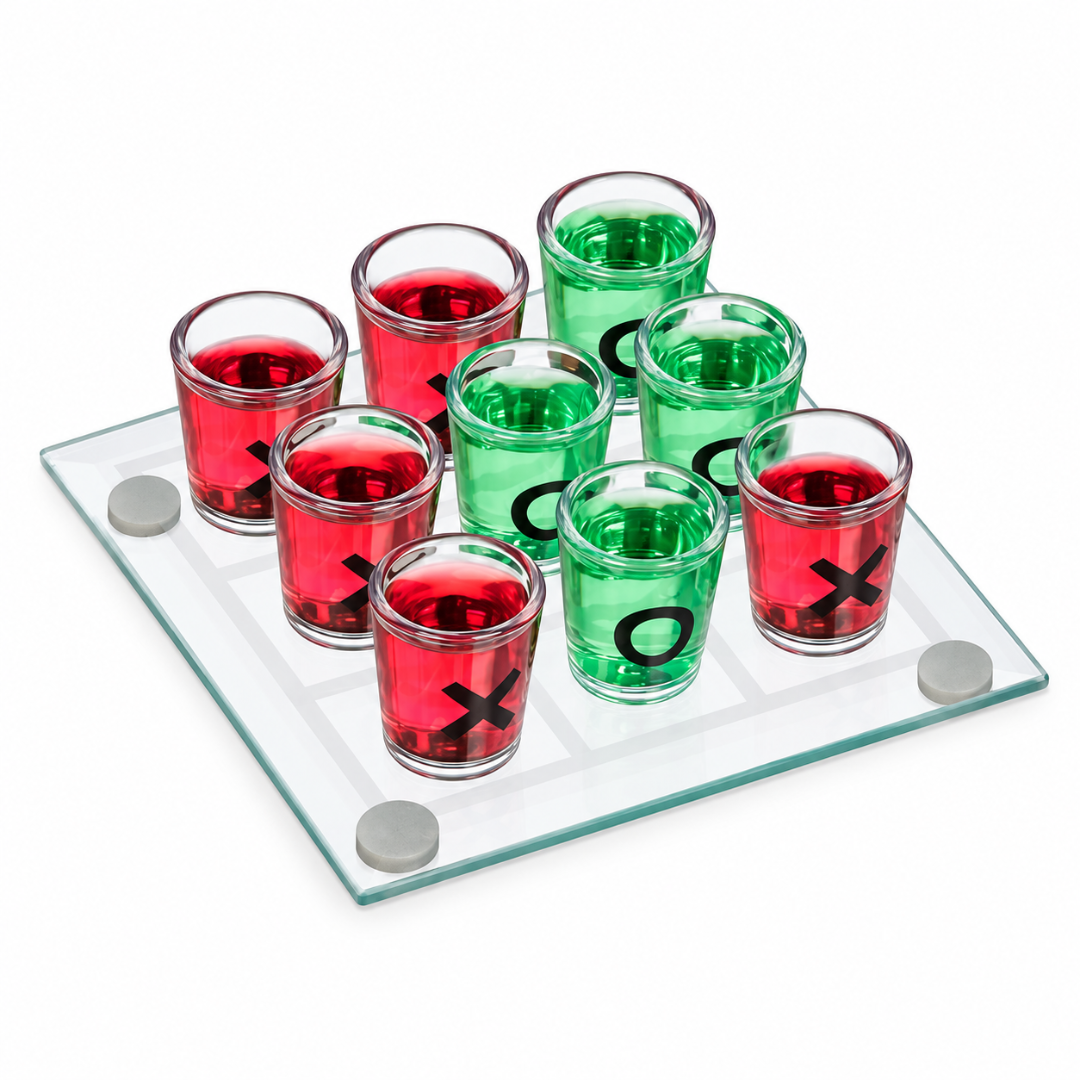 Tic Tac Toe Trinkspiel mit 9 Shotgläsern