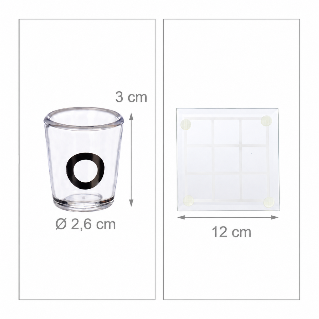 Tic Tac Toe Trinkspiel mit 9 Shotgläsern