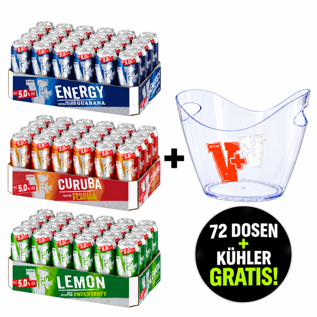 Veltins V+ Festival Mix Set 72 Dosen + 7,5 l Eiseimer GRATIS