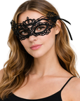 Venezianische Spitzenmaske Schwarz Crown
