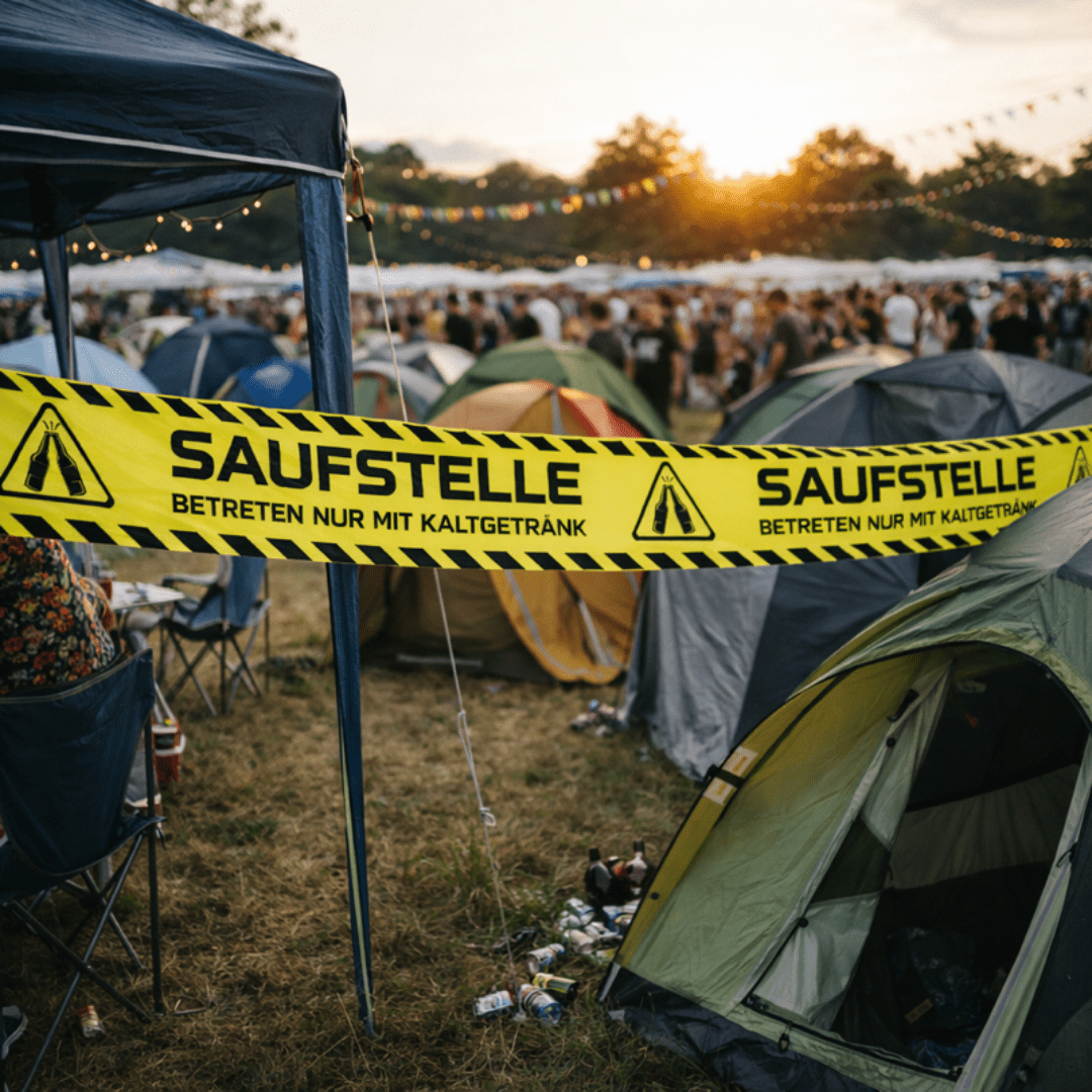 Absperrband Saufstelle 55m Party Banner - FestivalStuff