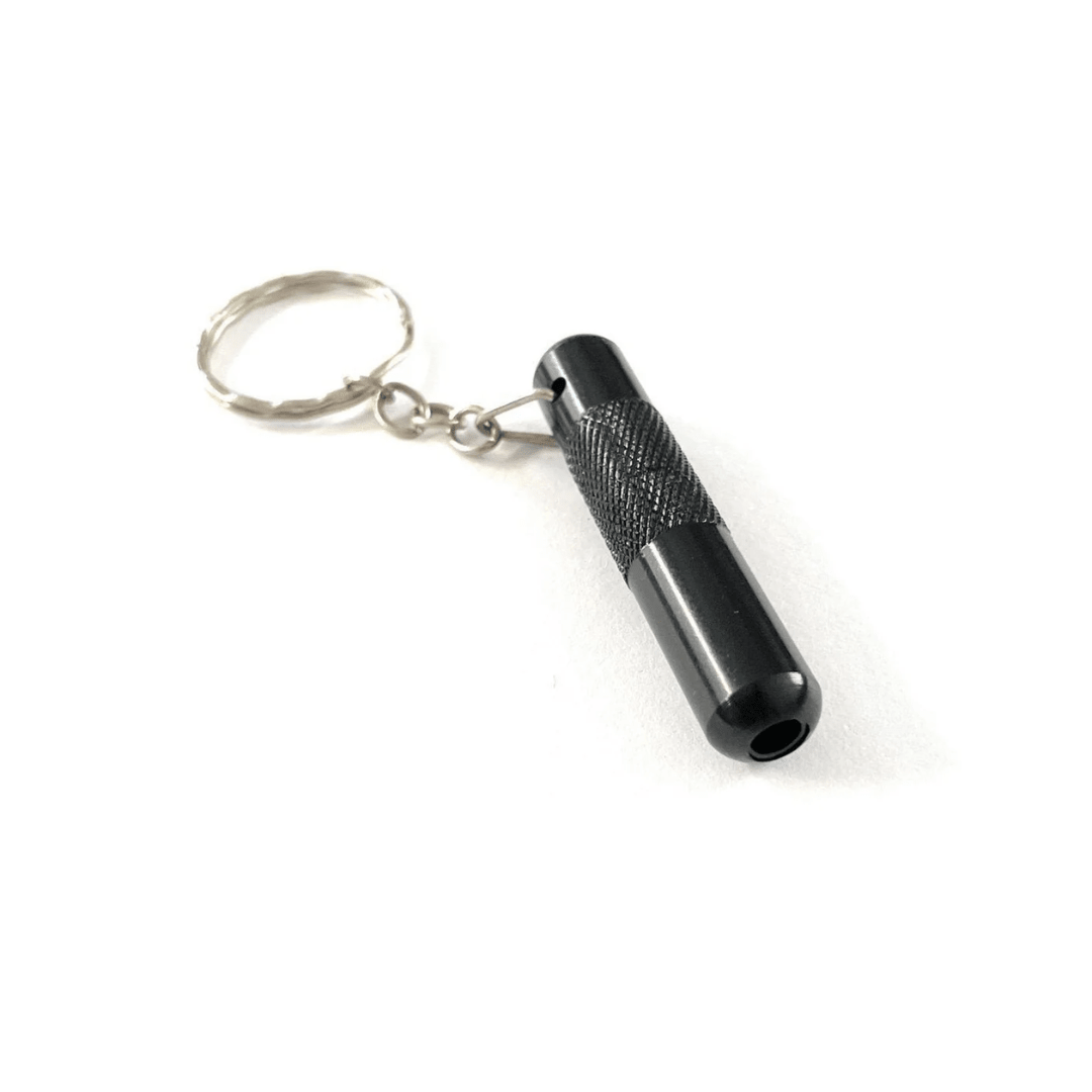 Aluminium - Ziehröhrchen mit Schlüsselanhänger (50mm, Schwarz) - FestivalStuff