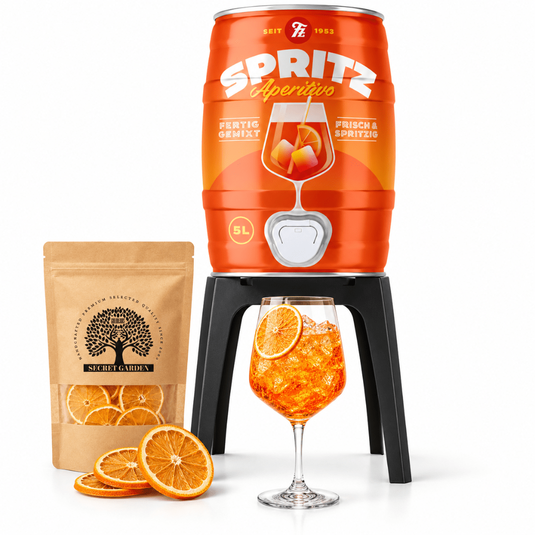 Aperitivo Spritz Festival Set 5 l mit Fasshalterung & Orangenscheiben - FestivalStuff