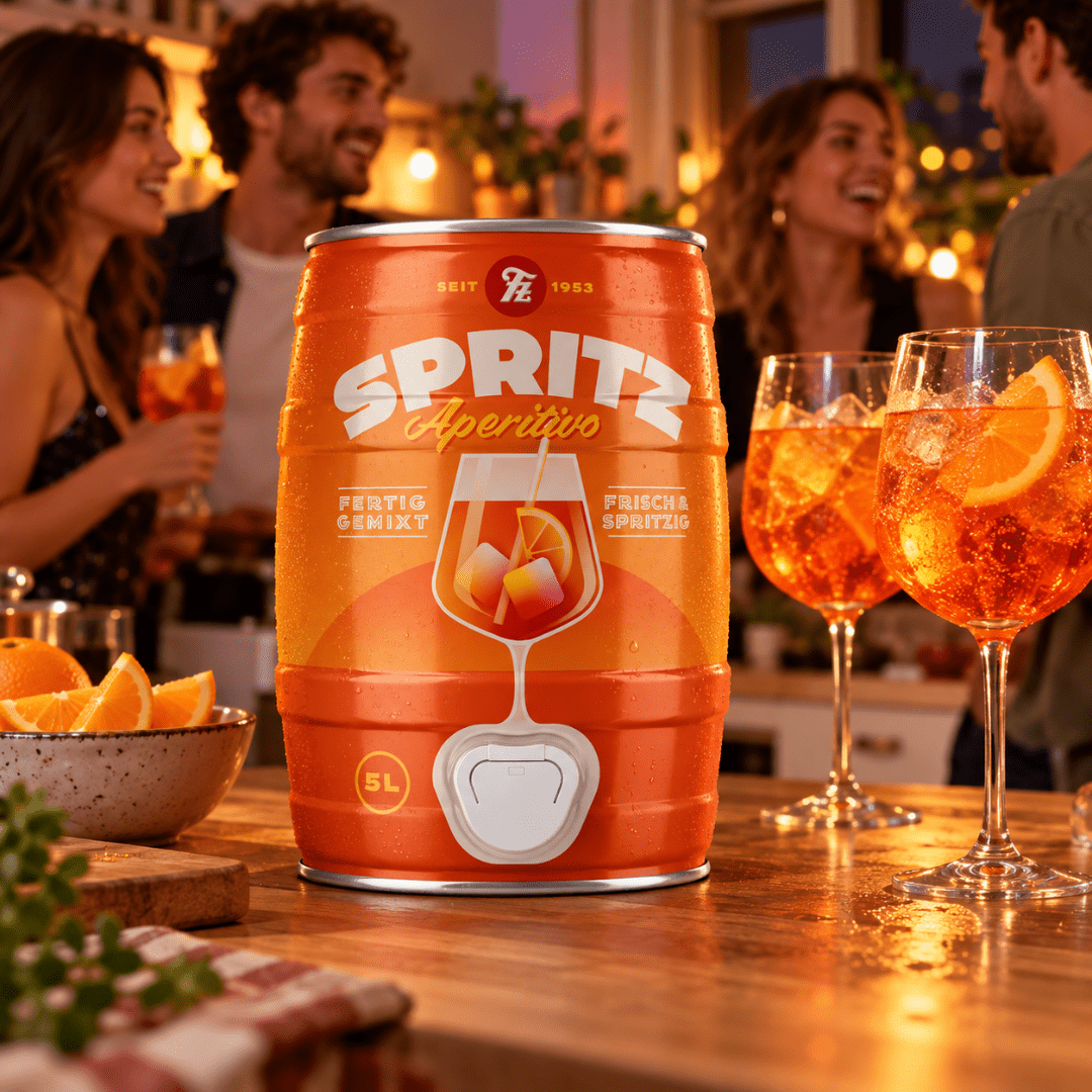 Aperitivo Spritz Festival Set 5 l mit Fasshalterung & Orangenscheiben - FestivalStuff