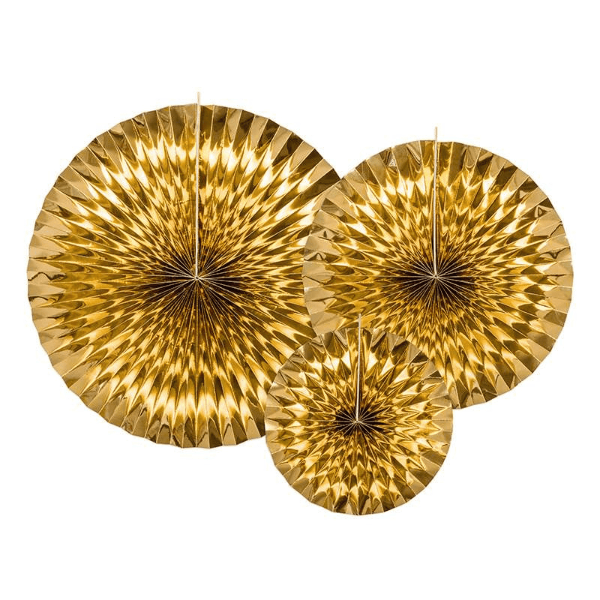 Fächer 3er Set Gold 20 - 40cm - FestivalStuff